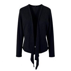 Vintage Norm Thompson Black Open Drape Front Angora Blend Cardigan Sz L Capsule